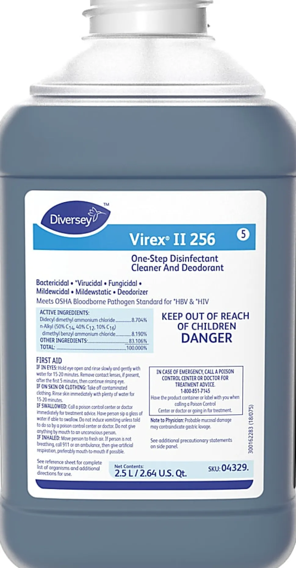 Diversey Virex II 256 Disinfectant, Mint Scent, 84.5 Oz, Pack Of 2