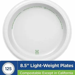 Dixie Basic® 8-1/2" Lightweight Paper Plates by GP Pro - Microwave Safe - 8.5" Diameter - White - Paper Body - 125/Pack - 4 / Carton