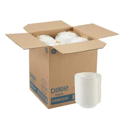 Dixie® Basic Paper Bowls, 12 Oz, White, 125 Bowls Per Pack, Case Of 8 Packs