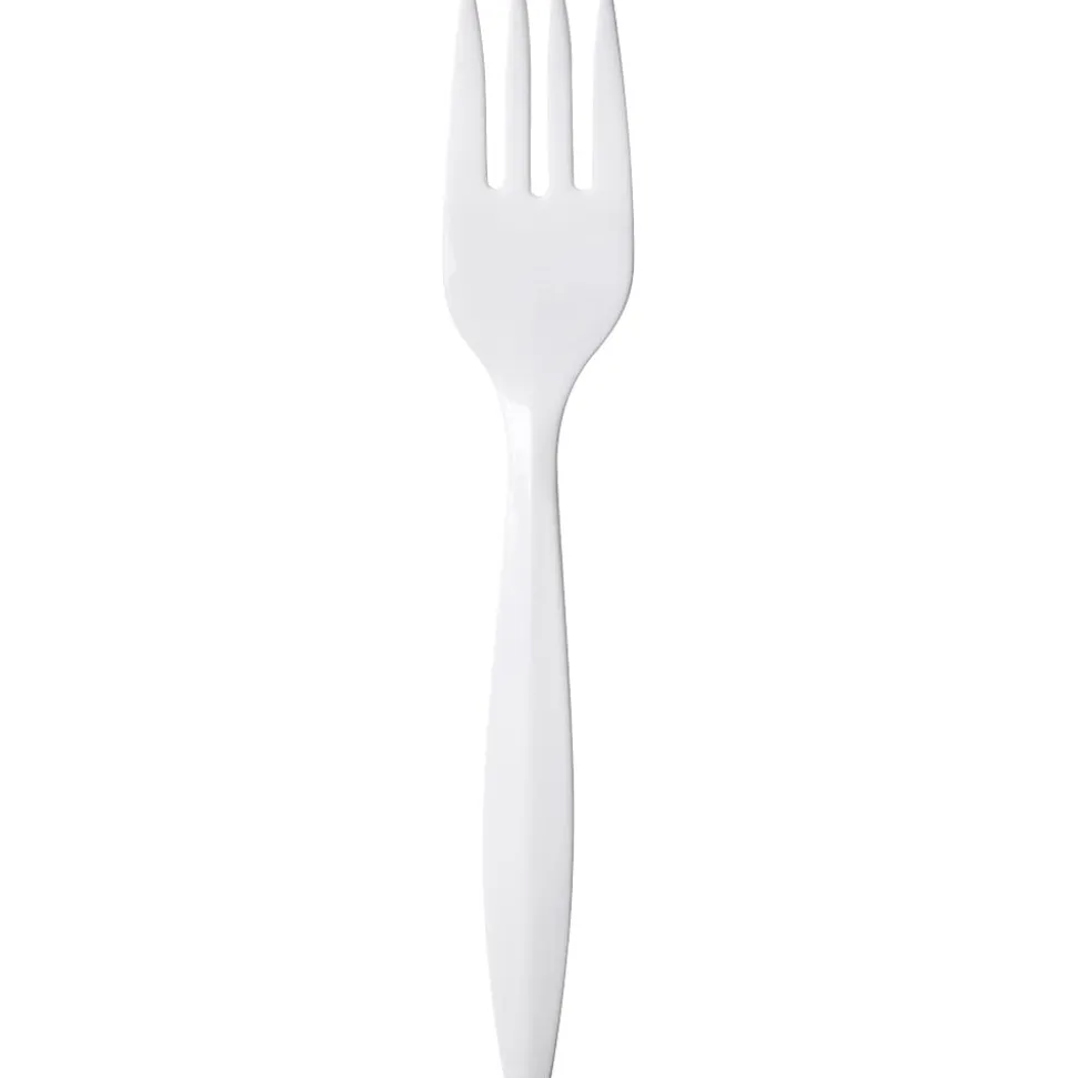 Dixie® Bulk Case Plastic Forks, White, Case Of 1,000