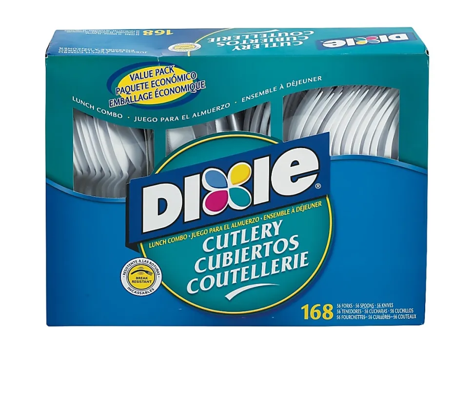 Dixie® Heavy-Weight Plastic Cutlery Combo Box, White, Box Of 168