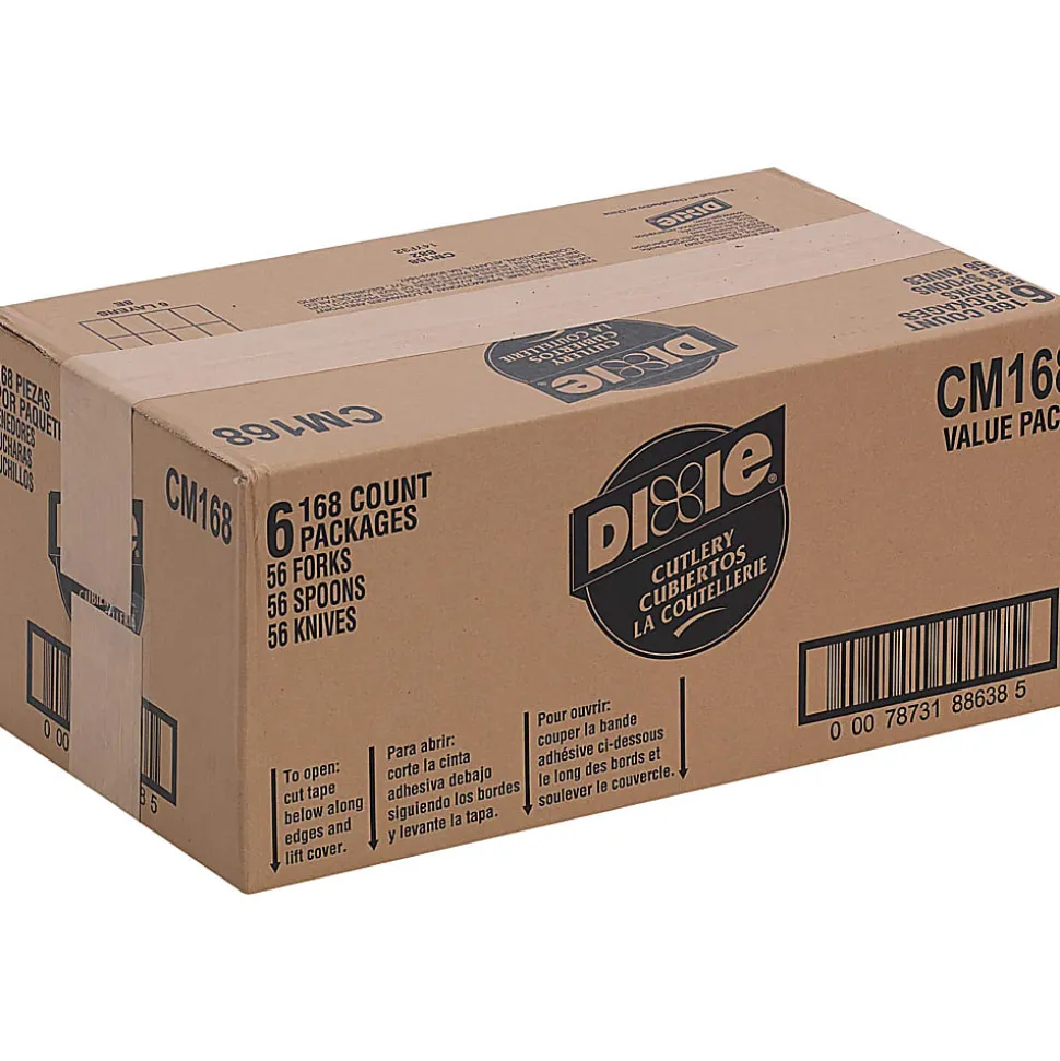 Dixie® Heavy-Weight Plastic Cutlery Combo Box, White, Box Of 168