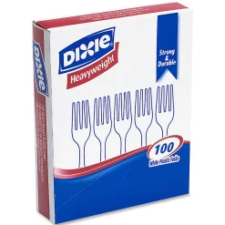 Dixie® Heavyweight Utensils, Forks, White, Box Of 100 Forks