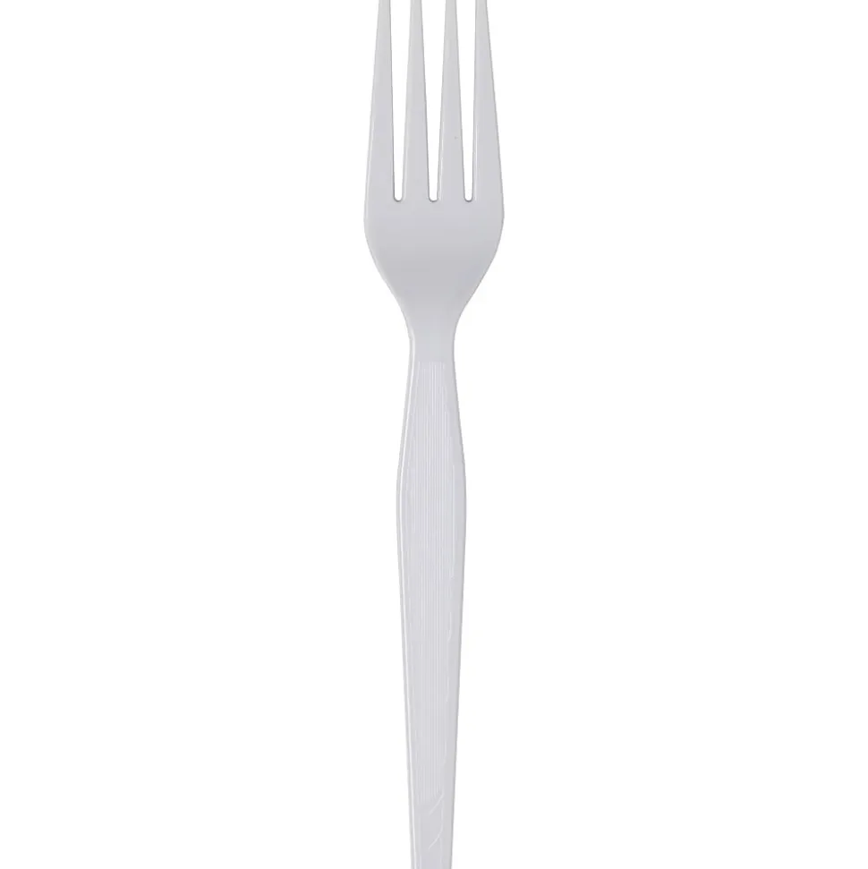 Dixie® Heavyweight Utensils, Forks, White, Box Of 100 Forks