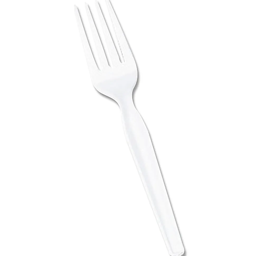 Dixie® Heavyweight Utensils, Forks, White, Box Of 100 Forks