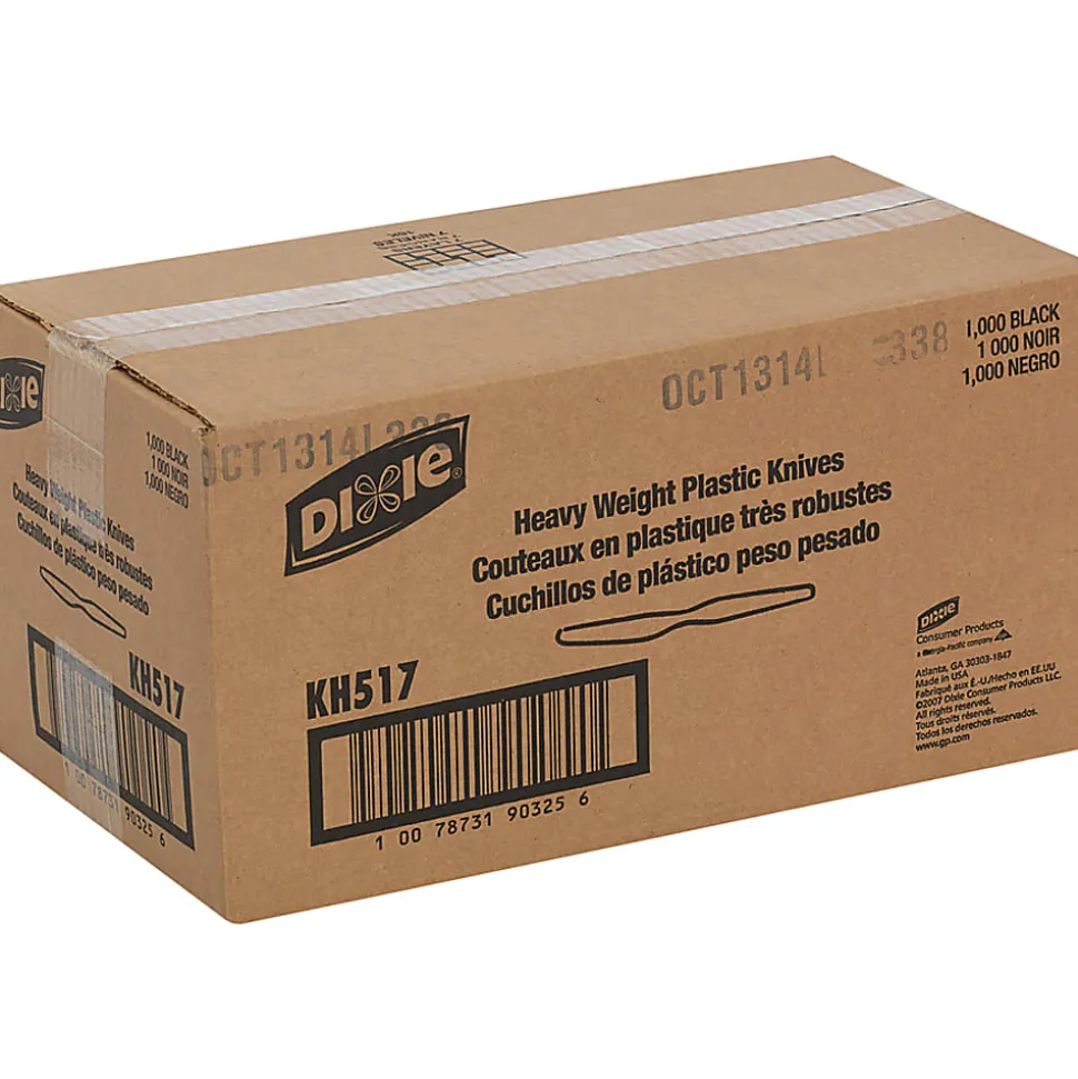 Dixie® Heavyweight Utensils, Knives, Black, Box Of 1,000