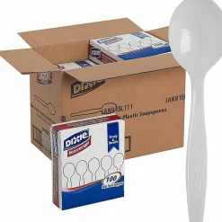 Dixie® Heavyweight Utensils, Soup Spoons, White, Box Of 100