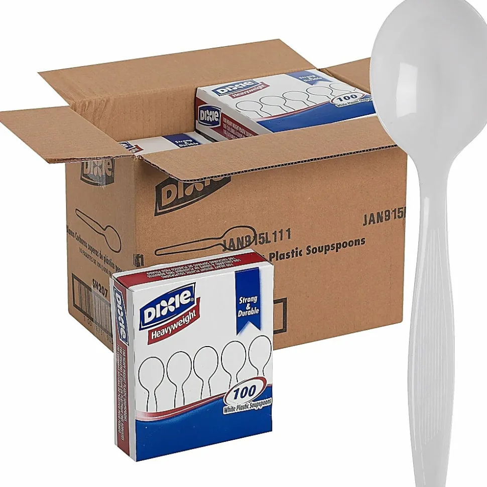 Dixie® Heavyweight Utensils, Soup Spoons, White, Box Of 100