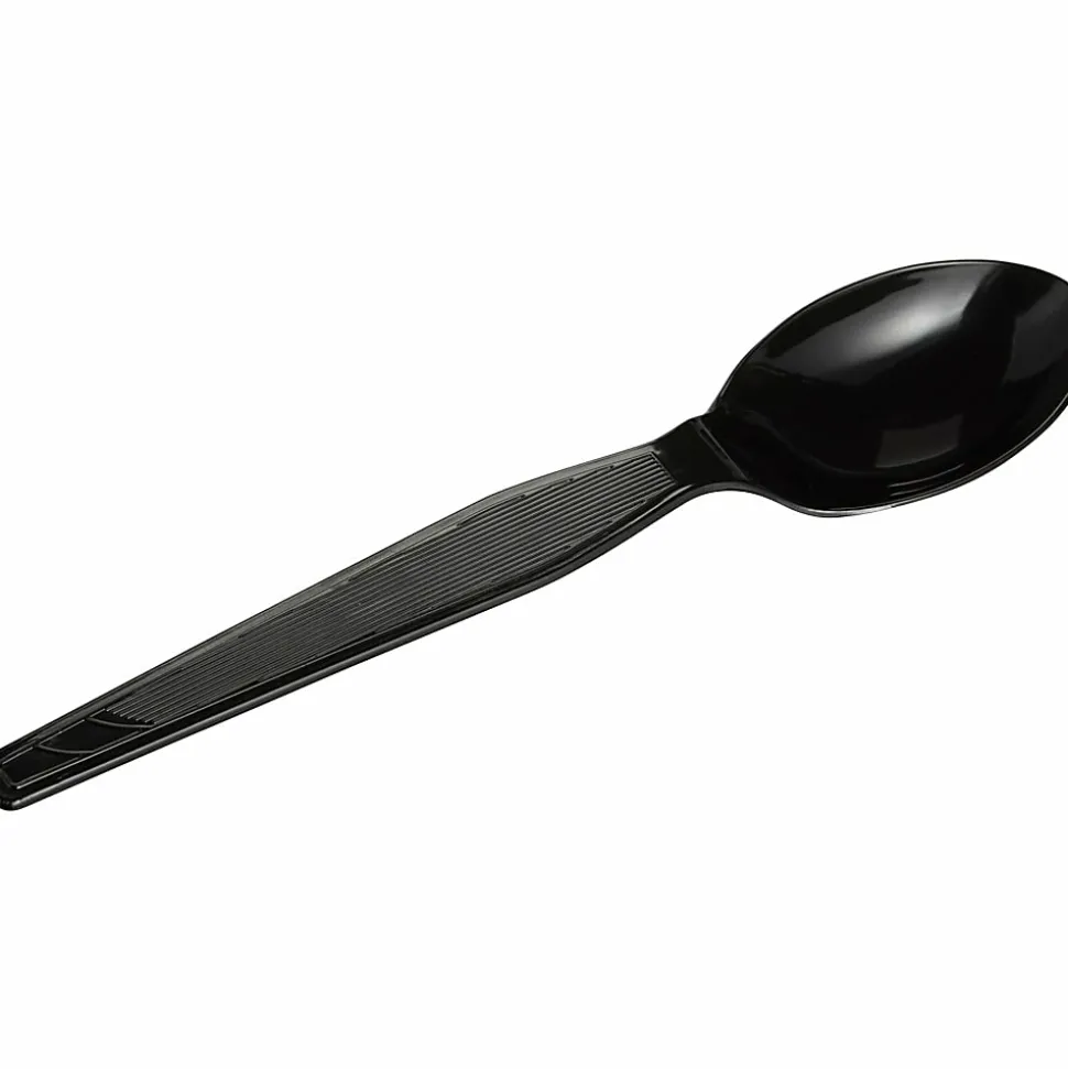 Dixie® Heavyweight Utensils, Teaspoons, Black, Box Of 1,000
