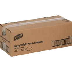 Dixie® Heavyweight Utensils, Teaspoons, Black, Box Of 1,000