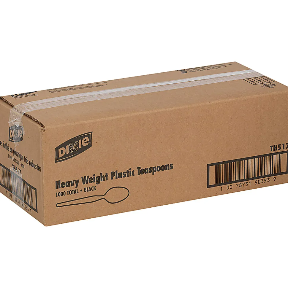Dixie® Heavyweight Utensils, Teaspoons, Black, Box Of 1,000