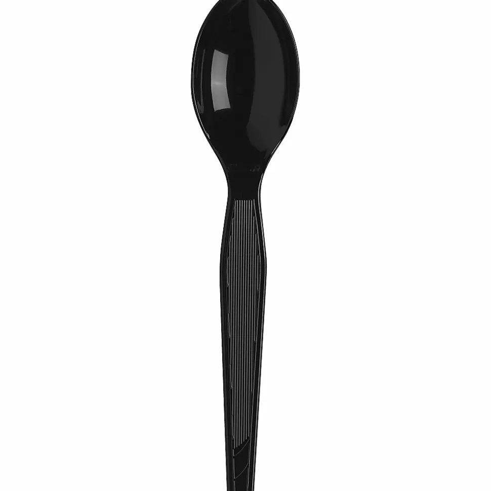 Dixie® Heavyweight Utensils, Teaspoons, Black, Box Of 1,000