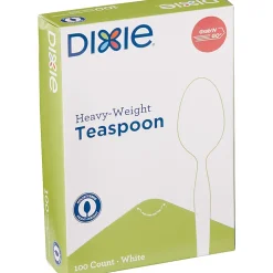 Dixie® Heavyweight Utensils, Teaspoons, White, Box Of 100 Teaspoons