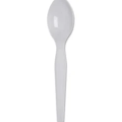Dixie® Heavyweight Utensils, Teaspoons, White, Box Of 100 Teaspoons