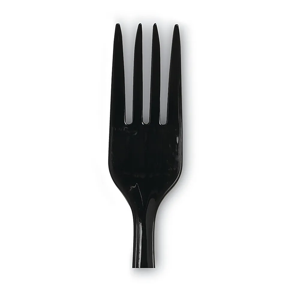 Dixie® Individually Wrapped Heavyweight Cutlery, Forks, Black, Carton Of 1,000 Forks