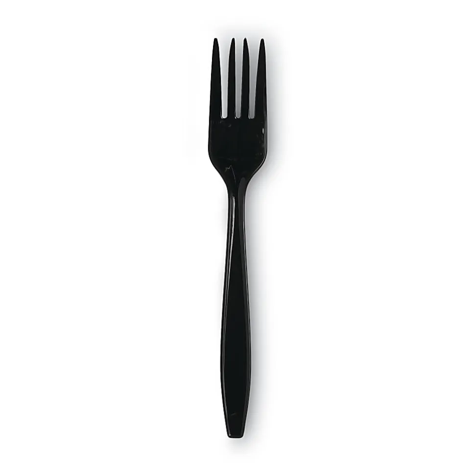 Dixie® Individually Wrapped Heavyweight Cutlery, Forks, Black, Carton Of 1,000 Forks