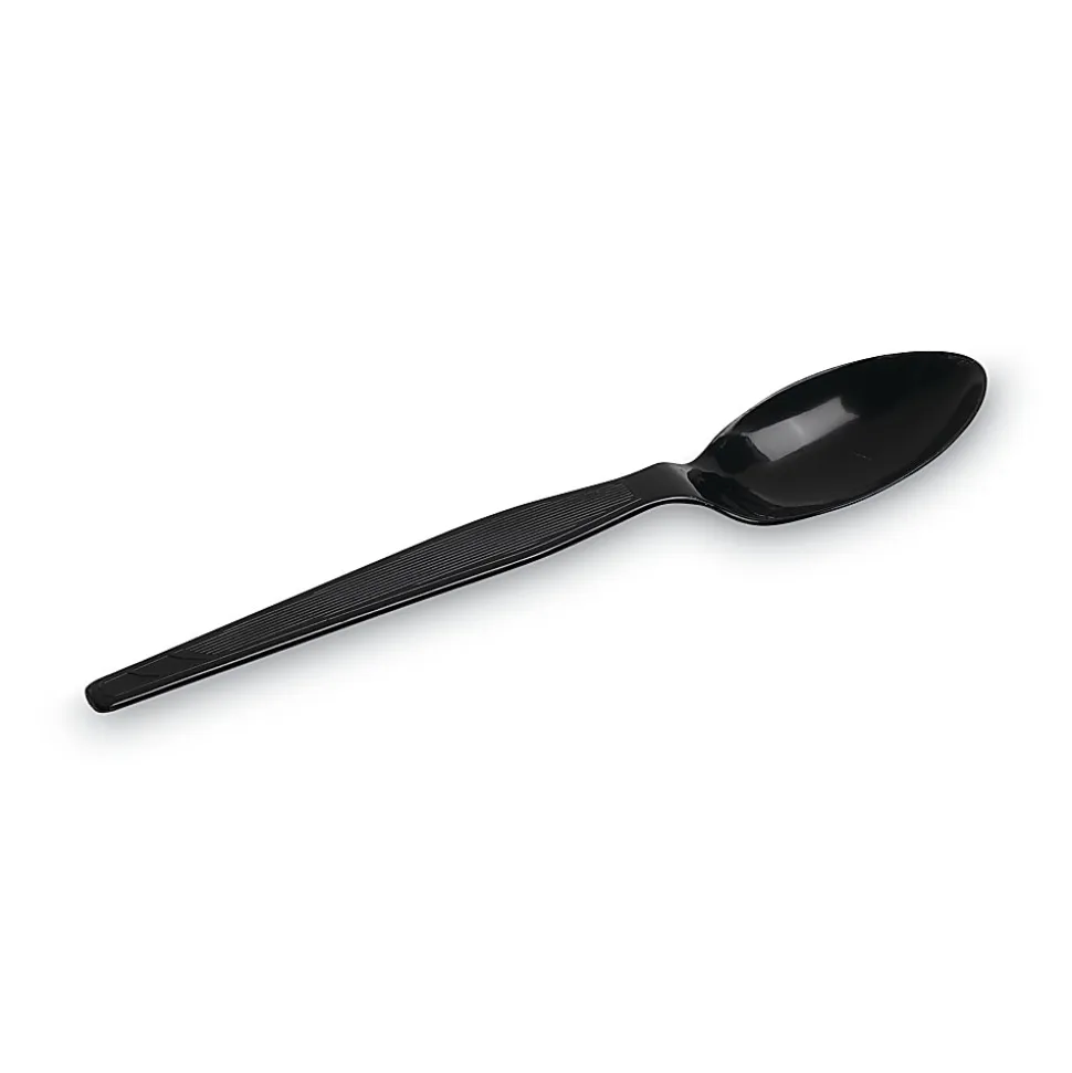 Dixie® Individually Wrapped Polystyrene Heavyweight Cutlery, Teaspoons, Black, Carton Of 1,000 Teaspoons