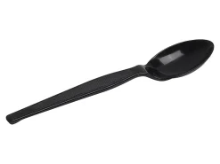 Dixie® Individually Wrapped Polystyrene Heavyweight Cutlery, Teaspoons, Black, Carton Of 1,000 Teaspoons