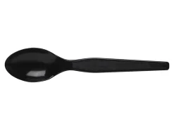 Dixie® Individually Wrapped Polystyrene Heavyweight Cutlery, Teaspoons, Black, Carton Of 1,000 Teaspoons