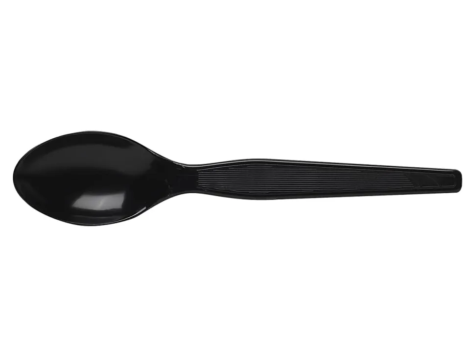 Dixie® Individually Wrapped Polystyrene Heavyweight Cutlery, Teaspoons, Black, Carton Of 1,000 Teaspoons