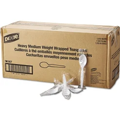 Dixie® Individually Wrapped Polystyrene Teaspoons, White, Pack Of 1,000