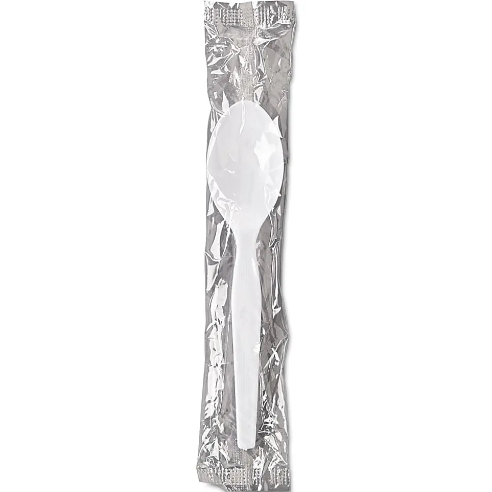 Dixie® Individually Wrapped Polystyrene Teaspoons, White, Pack Of 1,000