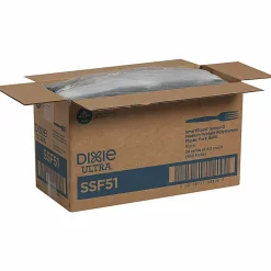 DIXIE® MEDIUM-WEIGHT POLYSTYRENE DISPOSABLE PLASTIC FORKS GRAB-N-GO® BY GP PRO (GEORGIA-PACIFIC), BLACK, 24 PACKS PER CASE