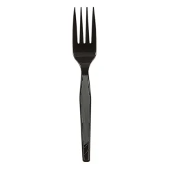 Dixie® Medium-Weight Polystyrene Disposable Forks, 6.104"L, Black, 1000 Per Case