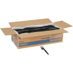 Dixie® Medium-Weight Polystyrene Disposable Forks, 6.104"L, Black, 1000 Per Case