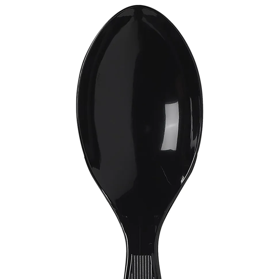 Dixie® Medium-Weight Polystyrene Disposable Spoons, 5.613"L, Black, 1000 Per Case