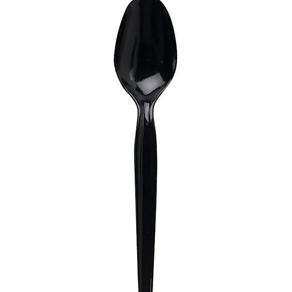 Dixie® Medium-Weight Polystyrene Disposable Spoons, 5.613"L, Black, 1000 Per Case