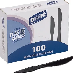 Dixie® Medium-Weight Utensils, Knives, Black, Box Of 100