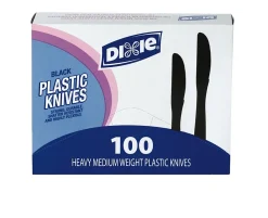 Dixie® Medium-Weight Utensils, Knives, Black, Box Of 100