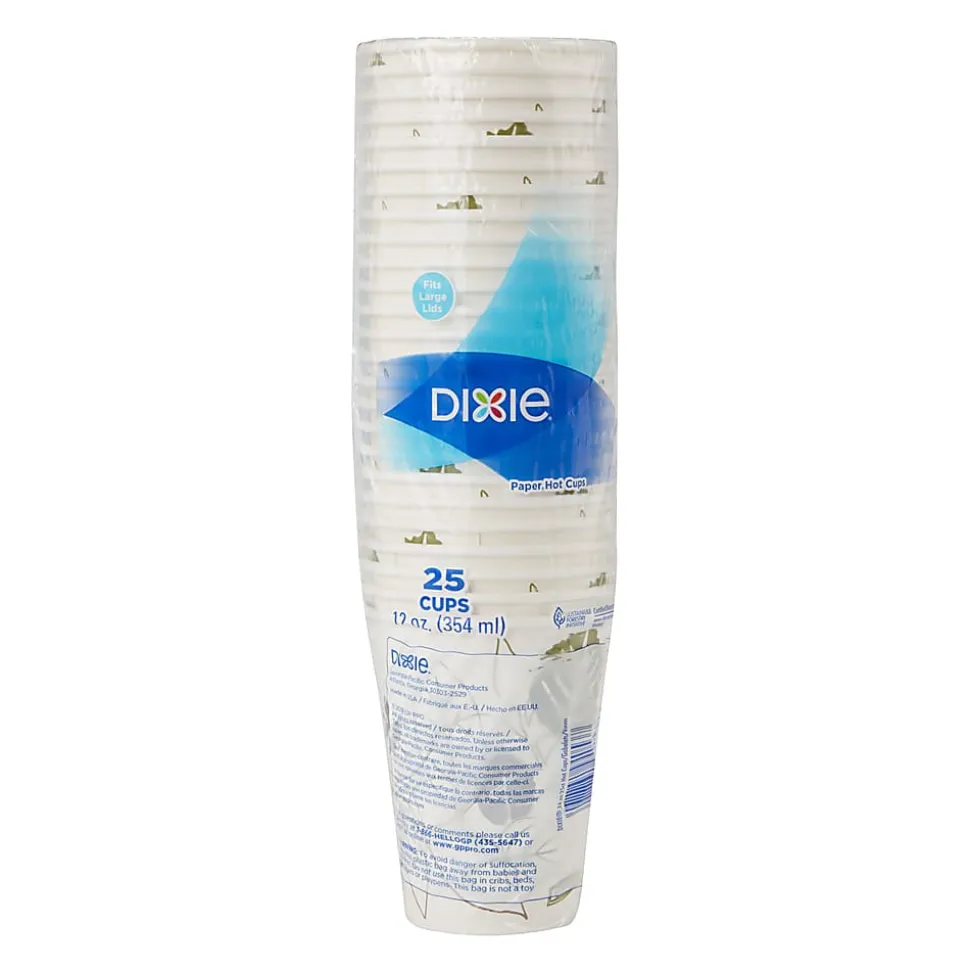 Dixie® Paper Hot Cups, 12 Oz., Pathways Design, Pack Of 25