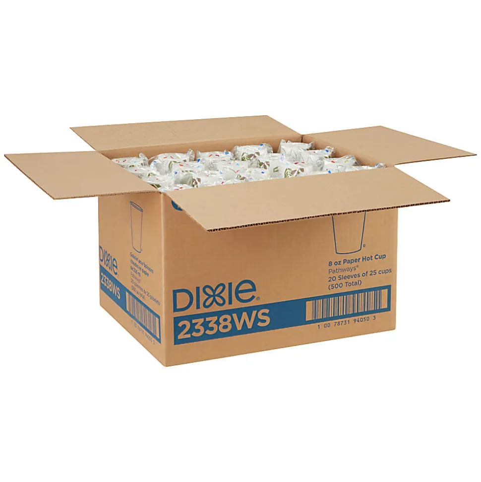 Dixie® Pathways® Paper Hot Cups, Leaves, 8 Oz, Case Of 500