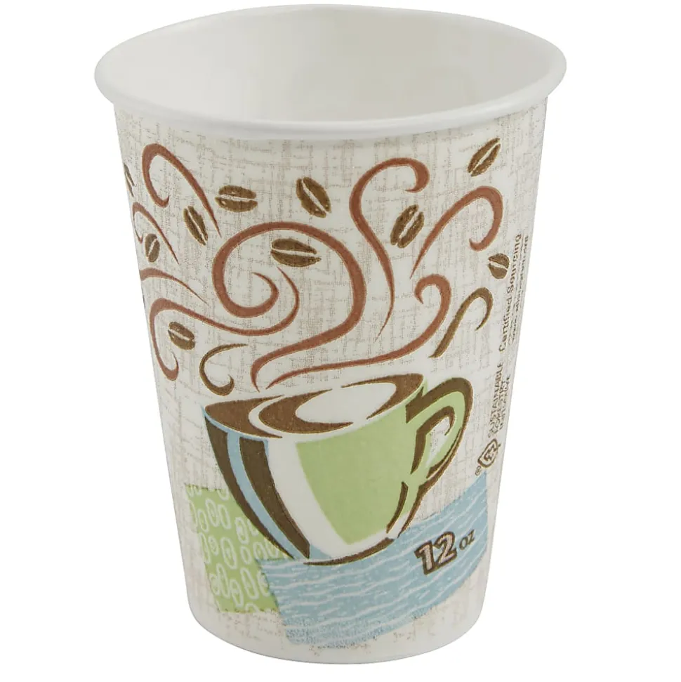 Dixie® PerfecTouch Coffee Haze Paper Hot Cups, 12 Oz, Assorted Colors, Pack Of 160 Cups
