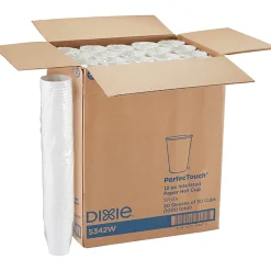 Dixie® PerfecTouch Hot/Cold Cups, 12 Oz, White, 50 Cups Per Bag, Carton Of 20 Bags