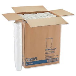 Dixie® PerfecTouch Hot/Cold Cups, 12 Oz, White, 50 Cups Per Bag, Carton Of 20 Bags