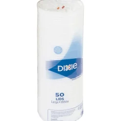 Dixie® PerfecTouch Hot Cup Lids, For 10-, 12- And 16-Oz Cups, White, Pack Of 50 Lids