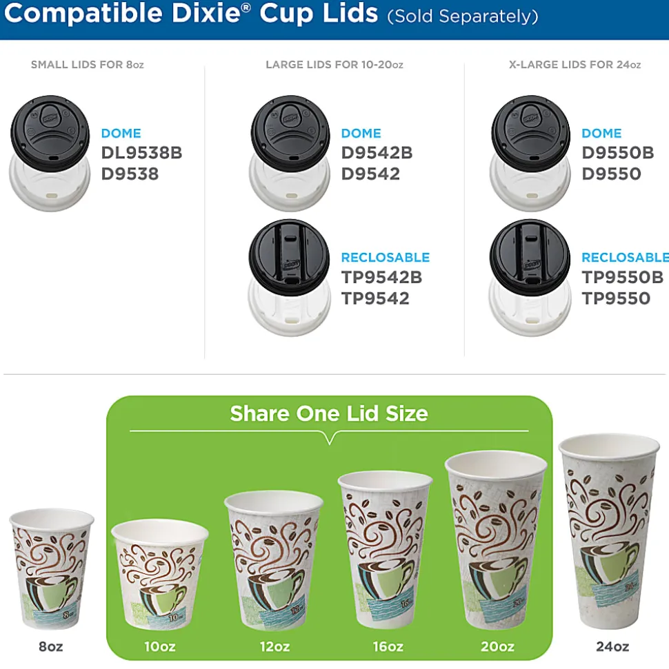 Dixie® PerfecTouch® Hot Cups And Lids, 10 Oz., White, Pack Of 50