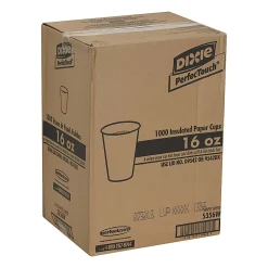 Dixie® PerfecTouch Insulated Paper Hot Cups, 16 Oz, White, Pack Of 1,000 Cups