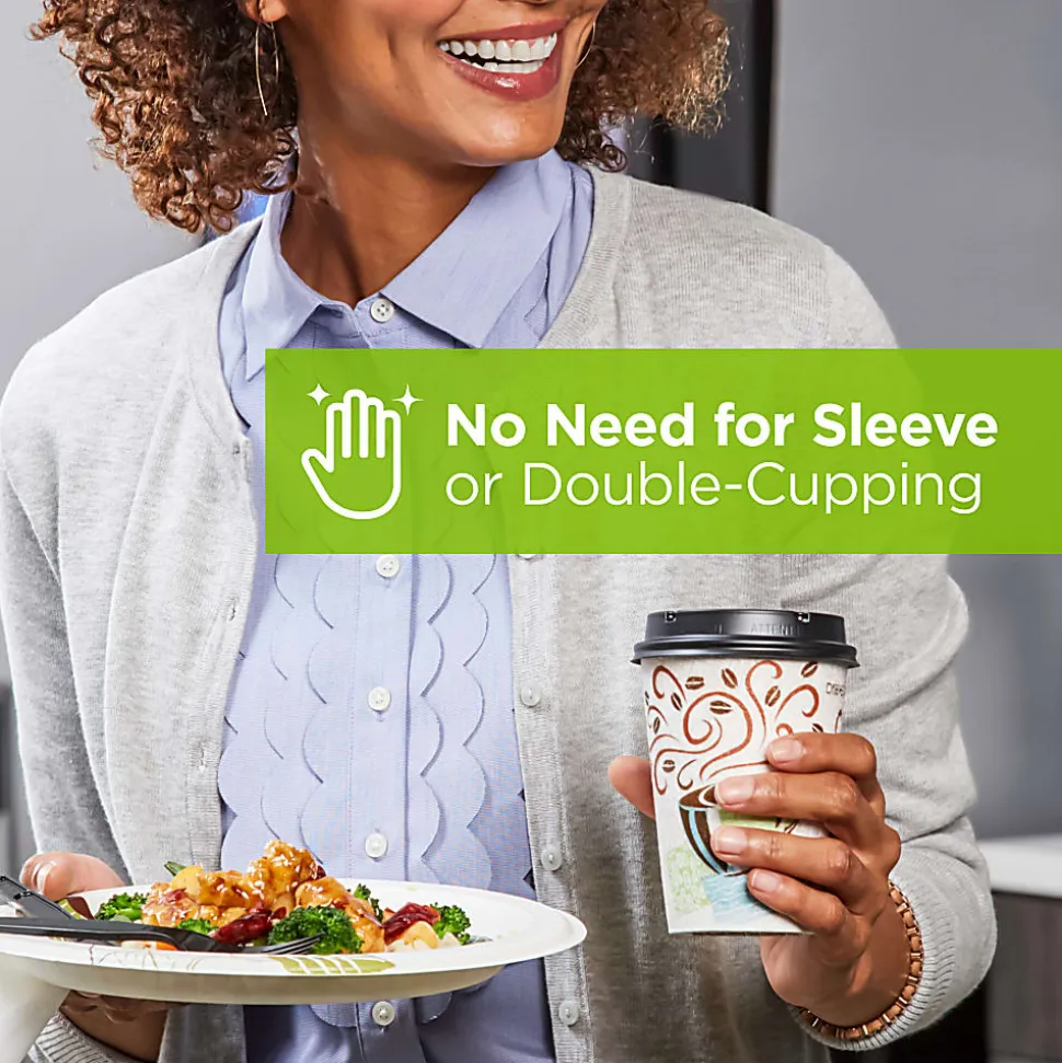 Dixie® PerfecTouch® Insulated Hot Cups, 12 oz, Coffee Haze, 500 Count (25 Cups Per Pack, 20 Packs Per Case)