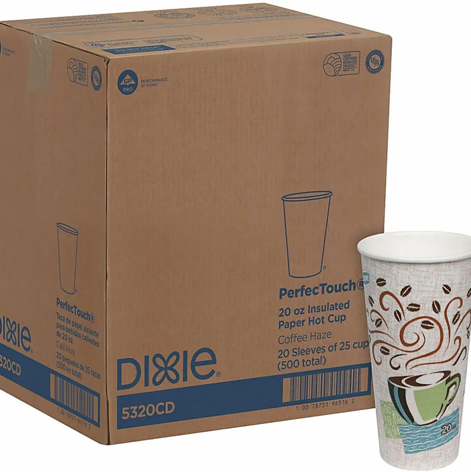 Dixie PerfecTouch 20 oz Insulated Paper Hot Coffee Cups by GP Pro, 5320CD, 500/PK