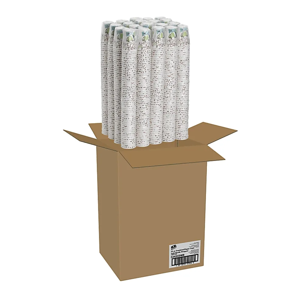 Dixie® PerfectTouch Paper Hot Coffee Cups, 12 Oz, Multicolor, Pack Of 1,000 Cups