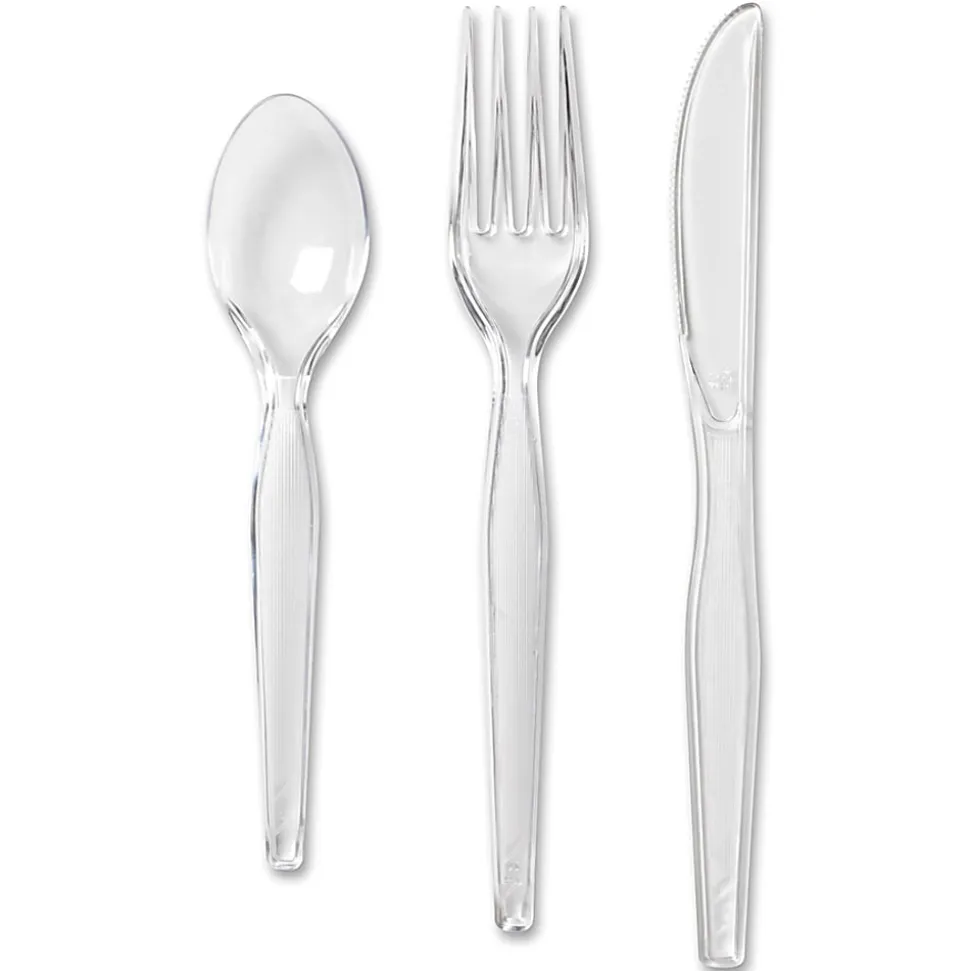 Dixie® Plastic Utensils, Heavy-Weight Cutlery Variety Pack, Clear, Box Of 180 Utensils