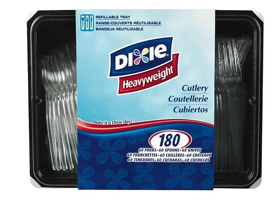 Dixie® Plastic Utensils, Heavy-Weight Cutlery Variety Pack, Clear, Box Of 180 Utensils