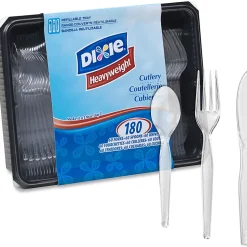 Dixie® Plastic Utensils, Heavy-Weight Cutlery Variety Pack, Clear, Box Of 180 Utensils