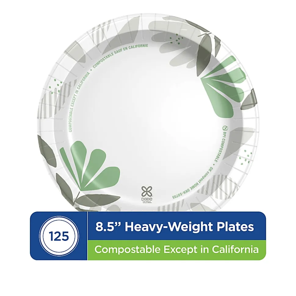 Dixie Ultra® Paper Plates, 8 1/2" Heavy-Weight Paper Plates, Pathways®, Pack of 125 Plates