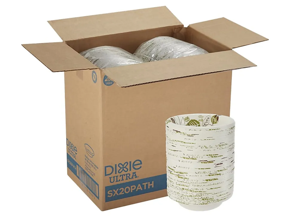 Dixie® Ultra Pathways Heavyweight Paper Bowls, 20 Oz, Burgundy/Green, Carton Of 500 Bowls