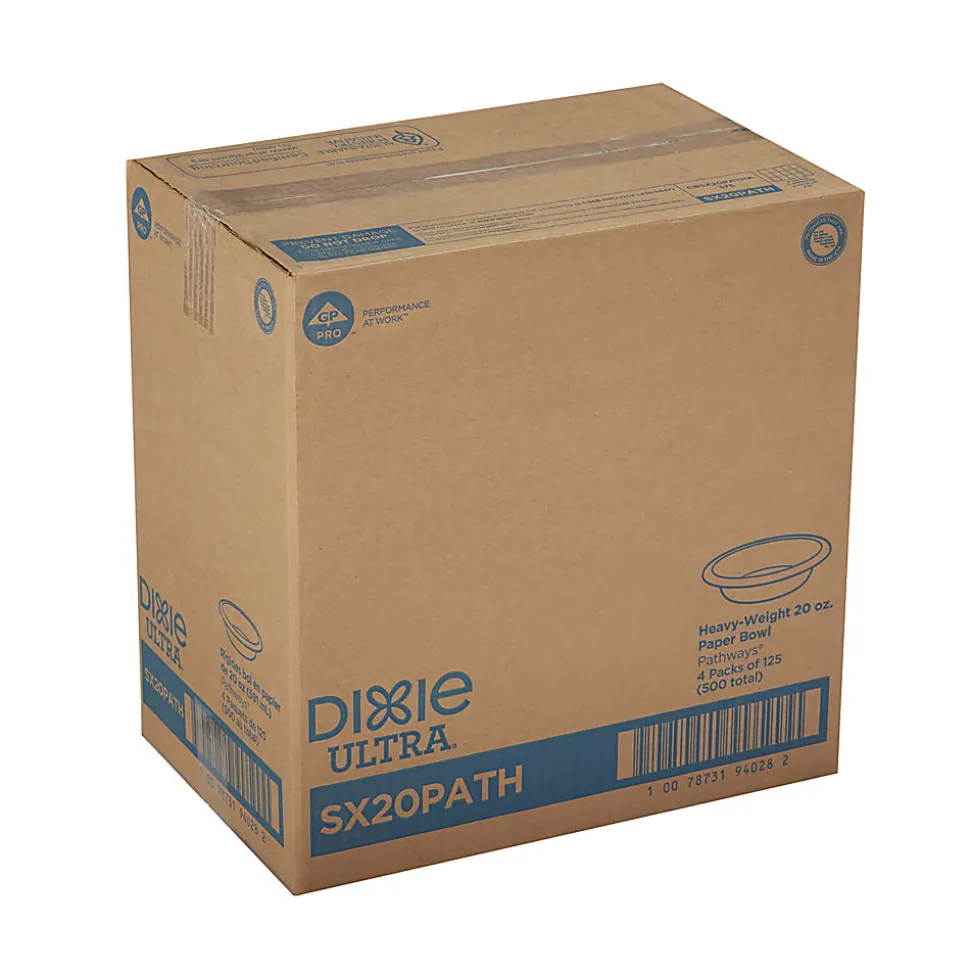 Dixie® Ultra Pathways Heavyweight Paper Bowls, 20 Oz, Burgundy/Green, Carton Of 500 Bowls